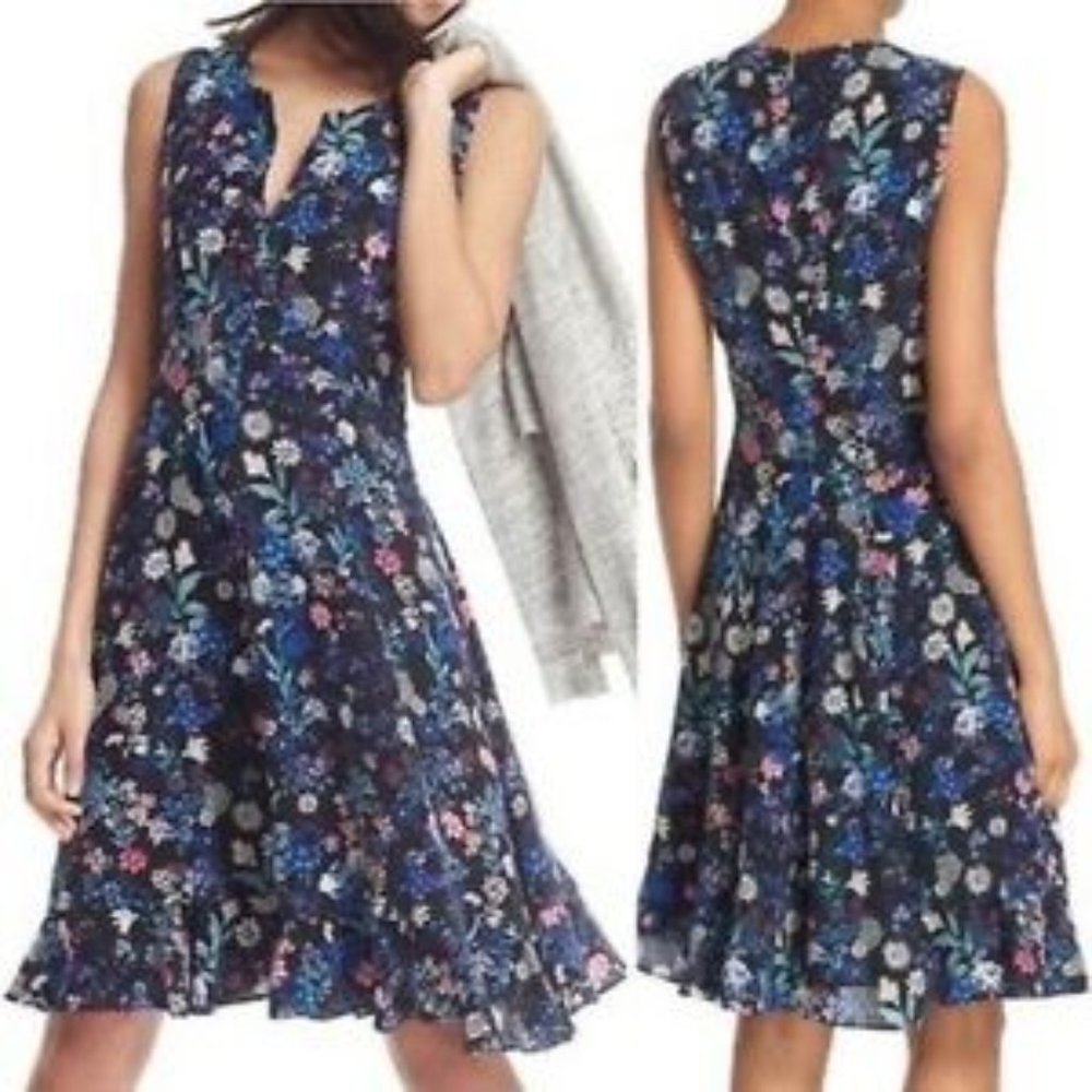 Rebecca Taylor Alice Floral Print Silk Dress Size 12